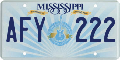 MS license plate AFY222