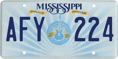 MS license plate AFY224