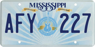 MS license plate AFY227