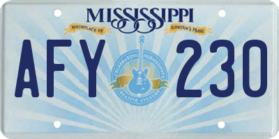 MS license plate AFY230