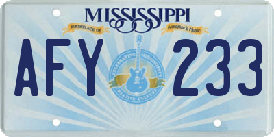 MS license plate AFY233