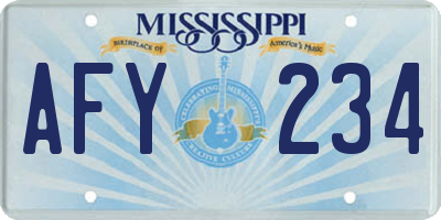 MS license plate AFY234