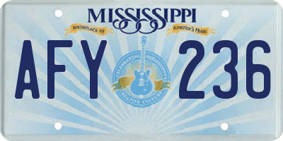 MS license plate AFY236