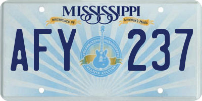 MS license plate AFY237