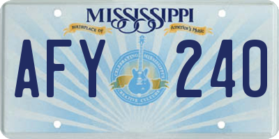 MS license plate AFY240
