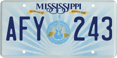 MS license plate AFY243