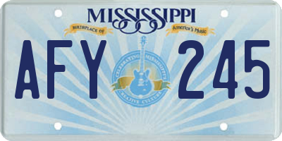 MS license plate AFY245