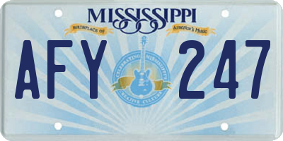 MS license plate AFY247