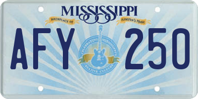 MS license plate AFY250