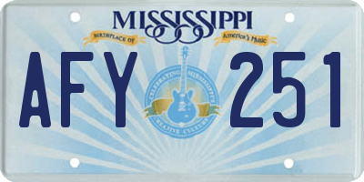 MS license plate AFY251