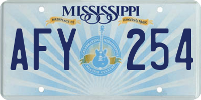 MS license plate AFY254