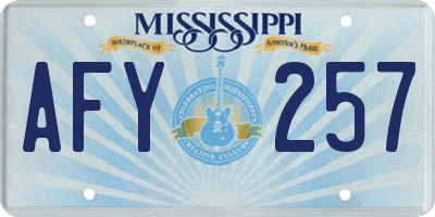 MS license plate AFY257