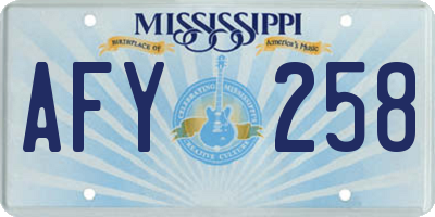 MS license plate AFY258