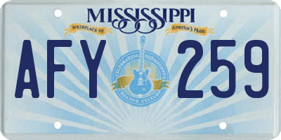 MS license plate AFY259