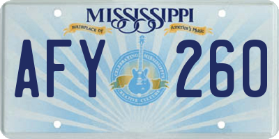 MS license plate AFY260