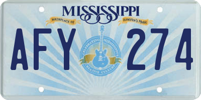 MS license plate AFY274