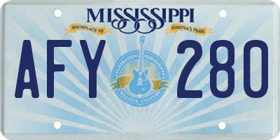 MS license plate AFY280
