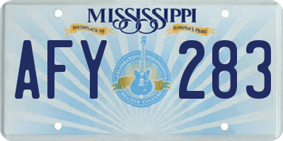 MS license plate AFY283