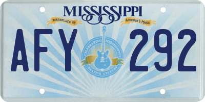 MS license plate AFY292