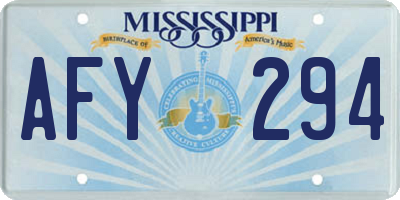 MS license plate AFY294