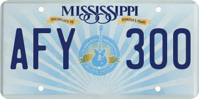 MS license plate AFY300