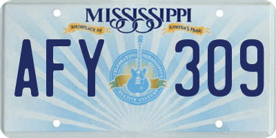 MS license plate AFY309