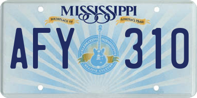 MS license plate AFY310