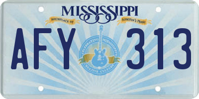 MS license plate AFY313