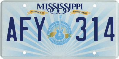 MS license plate AFY314