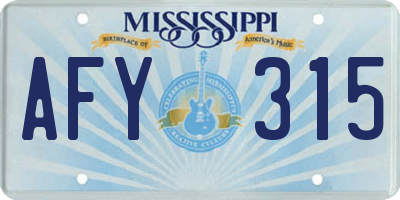 MS license plate AFY315