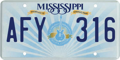 MS license plate AFY316