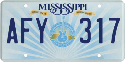 MS license plate AFY317
