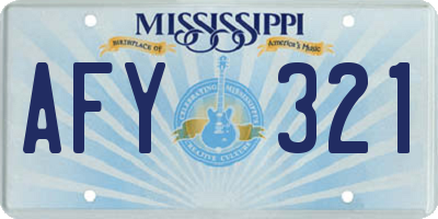 MS license plate AFY321