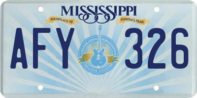 MS license plate AFY326