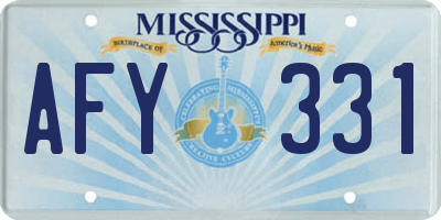 MS license plate AFY331
