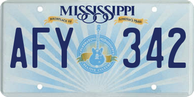 MS license plate AFY342