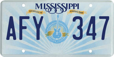 MS license plate AFY347