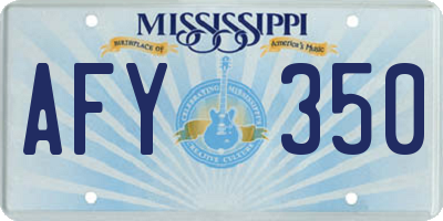 MS license plate AFY350