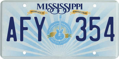 MS license plate AFY354