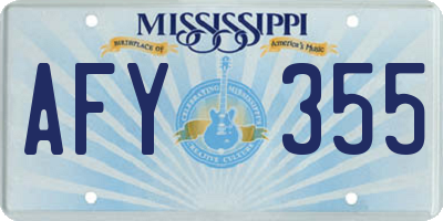 MS license plate AFY355