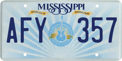 MS license plate AFY357