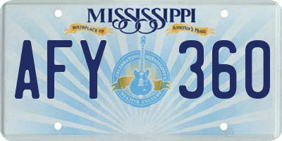 MS license plate AFY360