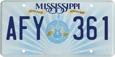 MS license plate AFY361