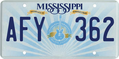 MS license plate AFY362