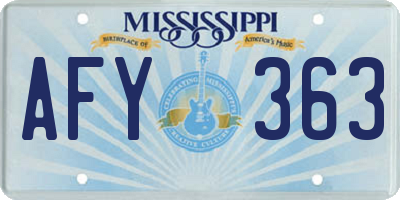 MS license plate AFY363