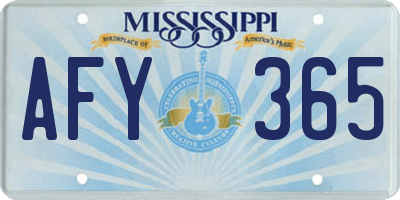 MS license plate AFY365