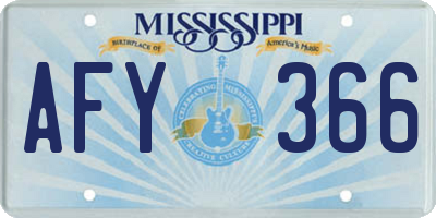 MS license plate AFY366