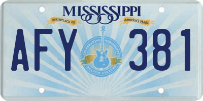 MS license plate AFY381