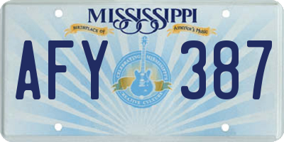 MS license plate AFY387