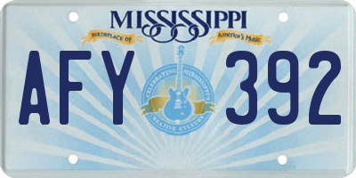 MS license plate AFY392